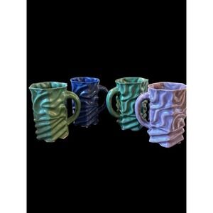 RARE Artist Made Large Clay Pottery Mugs. One of A Kind. Made in Maine. NEW